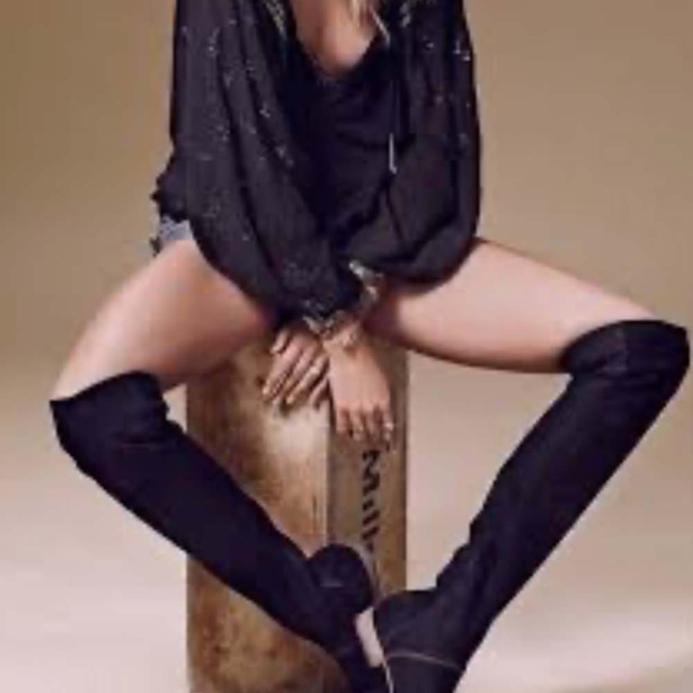 Free People Grandeur Black Over-the-Knee Boots